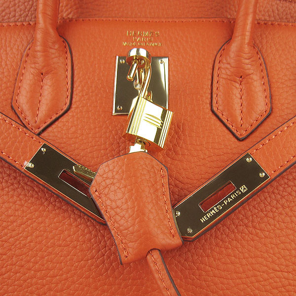 Replica Hermes Birkin 30CM Togo Leather Bag Orange 6088 On Sale - Click Image to Close